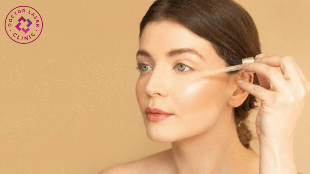 Thoa serum phục hồi da.