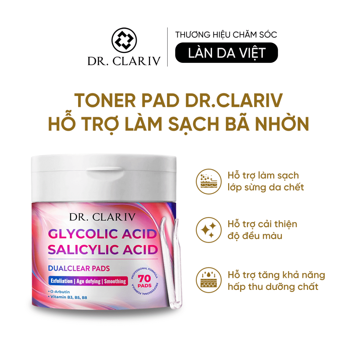 Công dụng toner pads drclariv