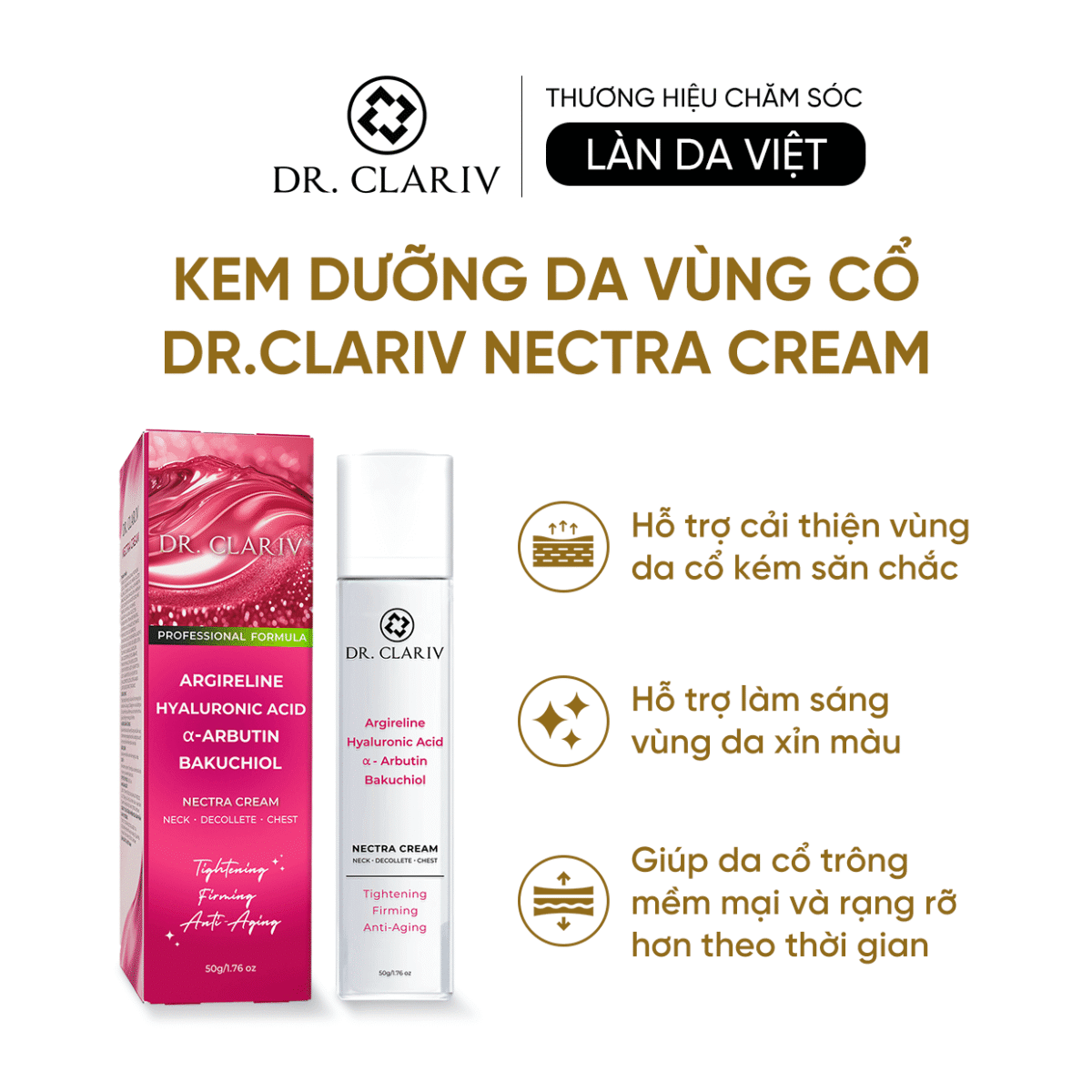 công dụng kem dưỡng vùng cổ drclariv