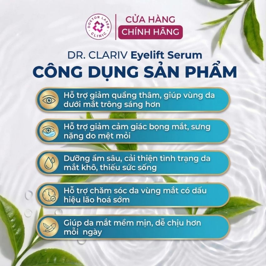 cong-dung-serum-tri-tham-mat-eyelift-serum-dr-clariv Serum trị thâm mắt Dr. Clariv dưỡng sáng vùng mắt 20ml - Ảnh 2