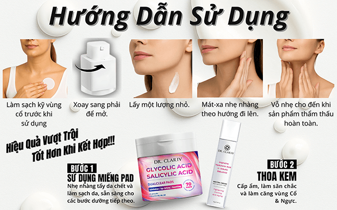 hướng dẫn sử dụng kem dưỡng vùng cổ drclariv