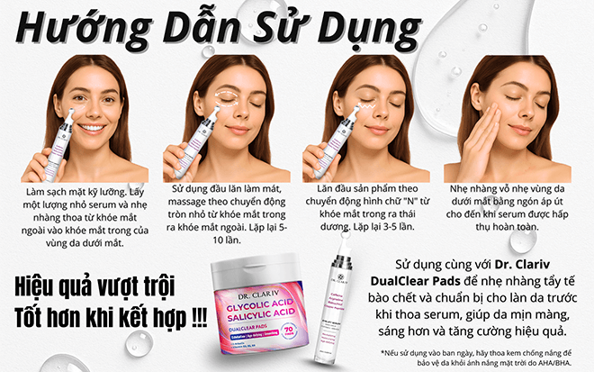 hướng dẫn sử dụng serum dưỡng mắt drclariv