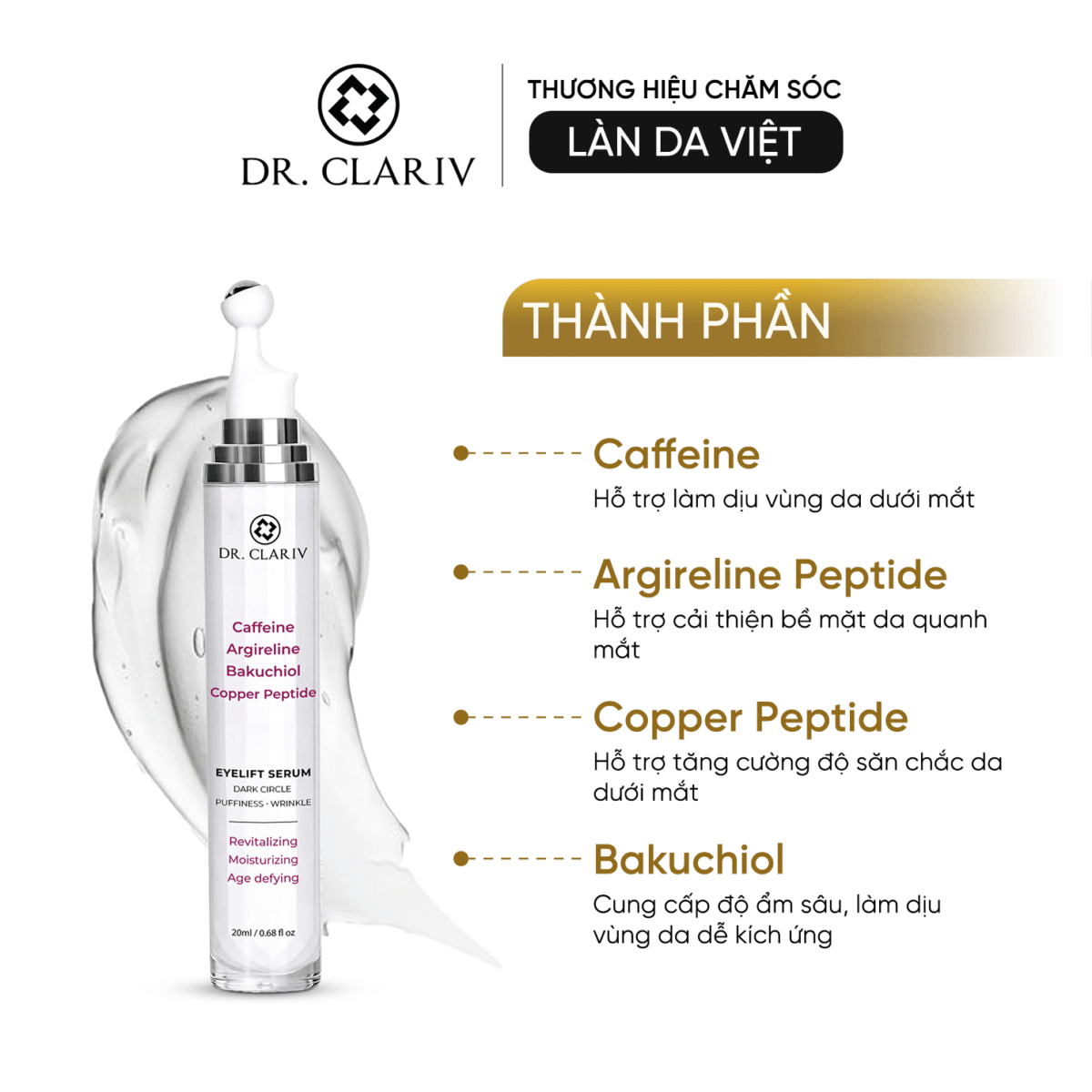 thành phần serum dưỡng mắt drclariv