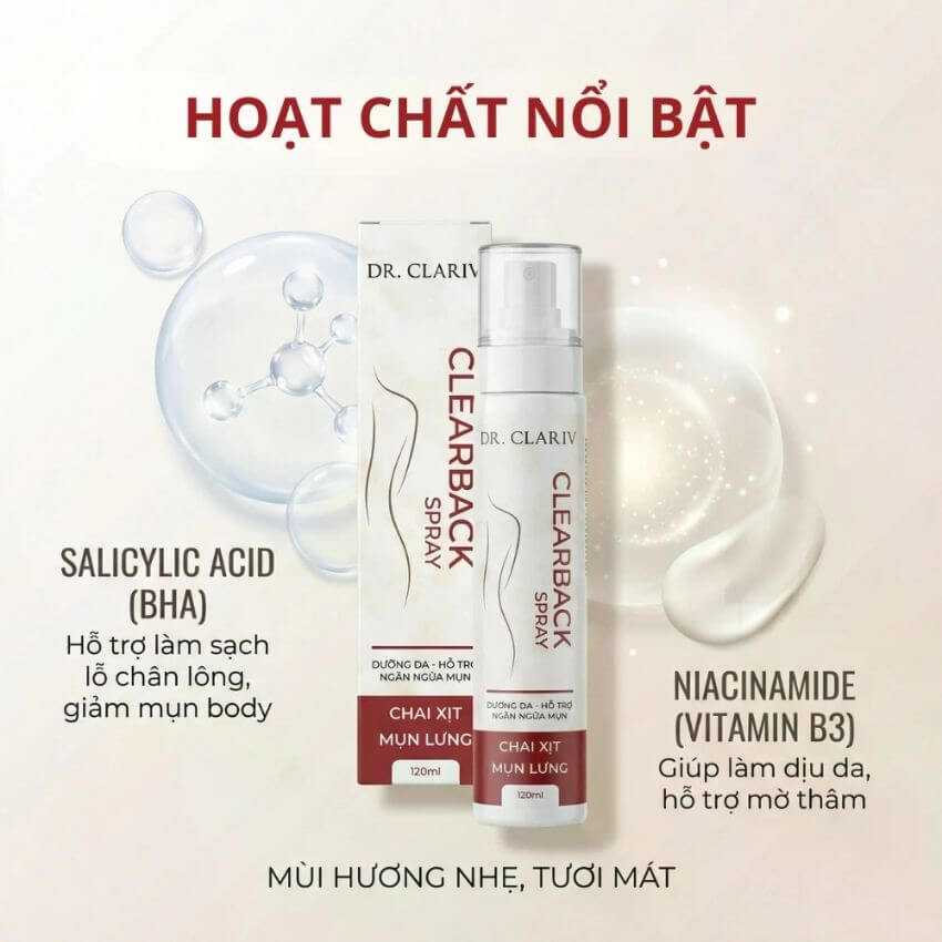 hoạt chất xịt mụn lưng drclariv hoạt chất xịt mụn lưng drclariv