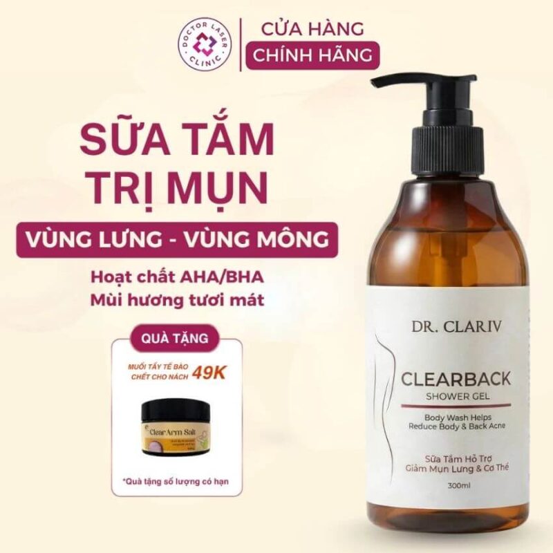 sữa tắm mụn lưng drclariv 300ml