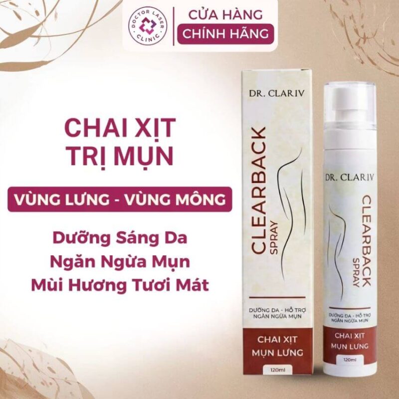 xịt mụn lưng drclariv 120ml