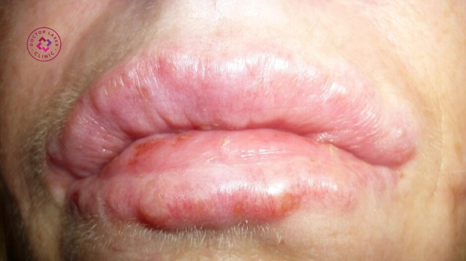 filler bị vón cục sau tiêm môi