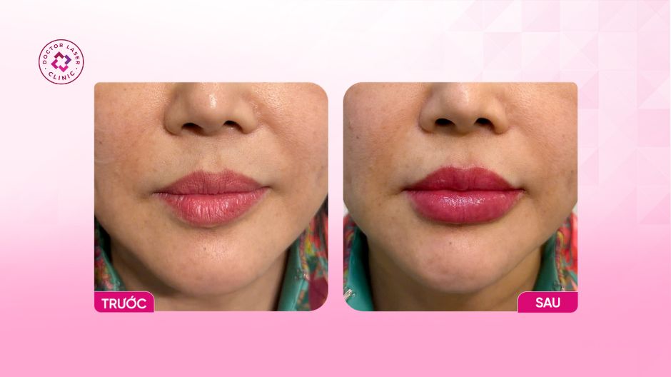 tiêm filler môi lệch trước sau