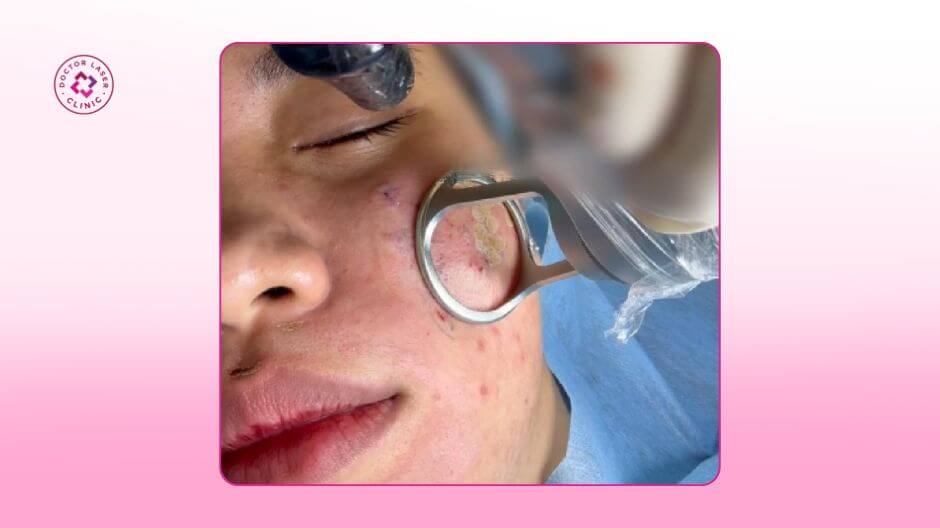 bác sĩ lương đang laser co2 fractional