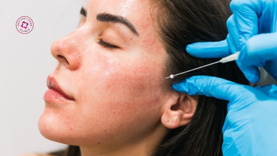 bác sĩ thực hiện căng chỉ mắt vô khuẩn