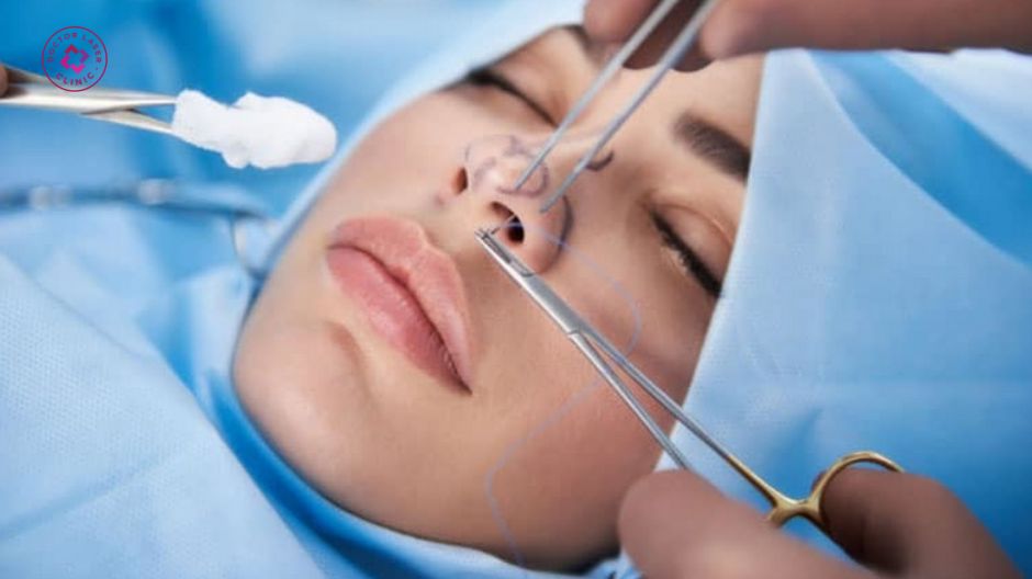 bác sĩ thực hiện căng chỉ mũi