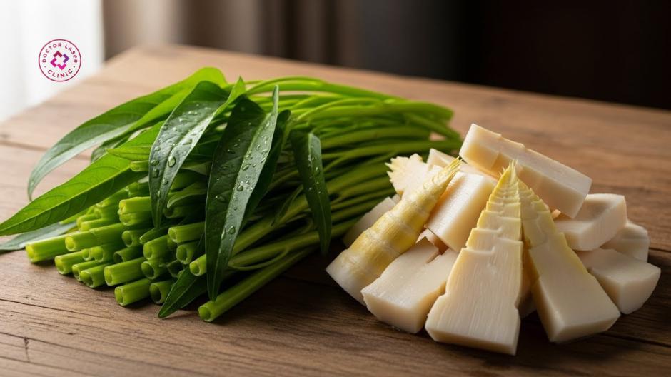 rau muống và măng cần hạn chế sau tiêm