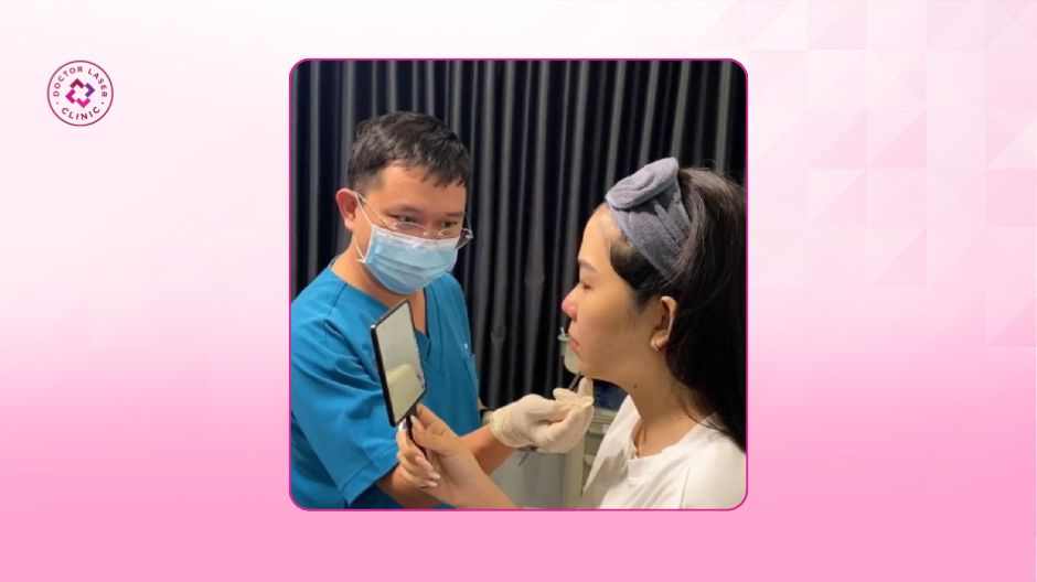 sẹo đáy nhọn cằm ngắn thiếu thể tích