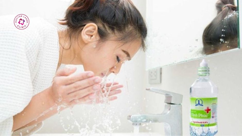 vệ sinh vùng tiêm filler bằng nước muối