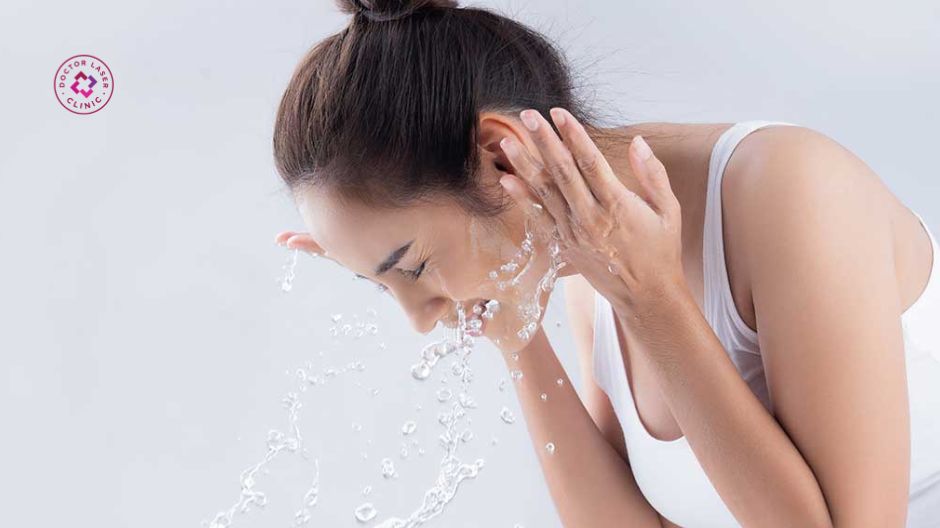 rửa mặt nhẹ nhàng sau tiêm meso