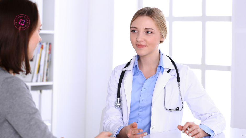 thăm khám với bác sĩ trước tiêm meso trị nám