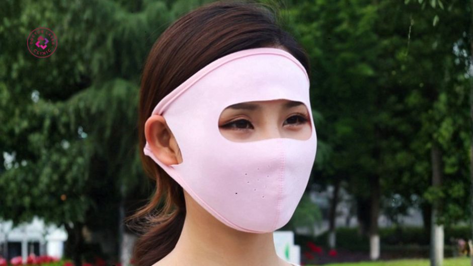 che chắn da sau laser pico khẩu trang mũ rộng vành