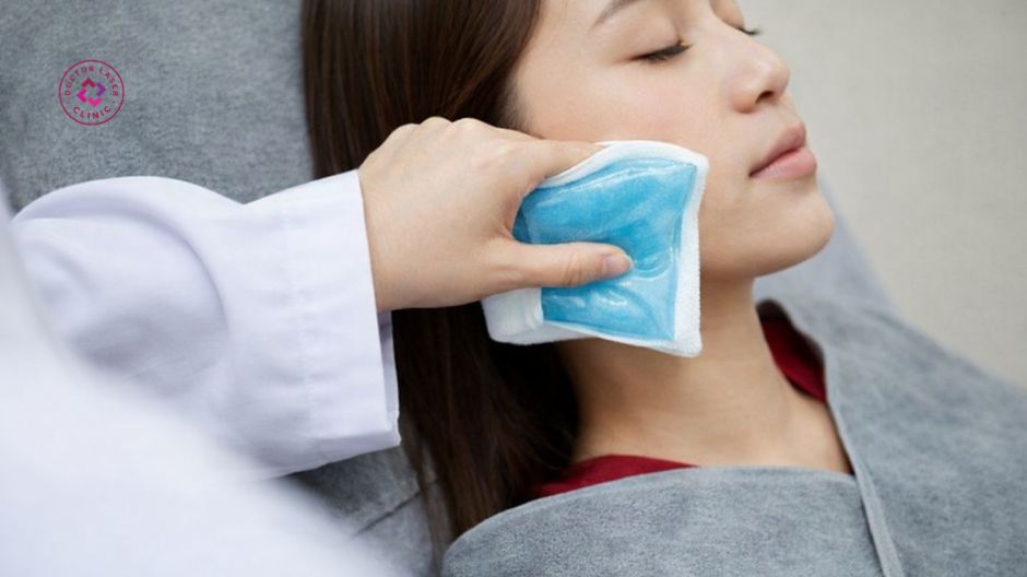chườm lạnh sau tiêm botox rãnh cười