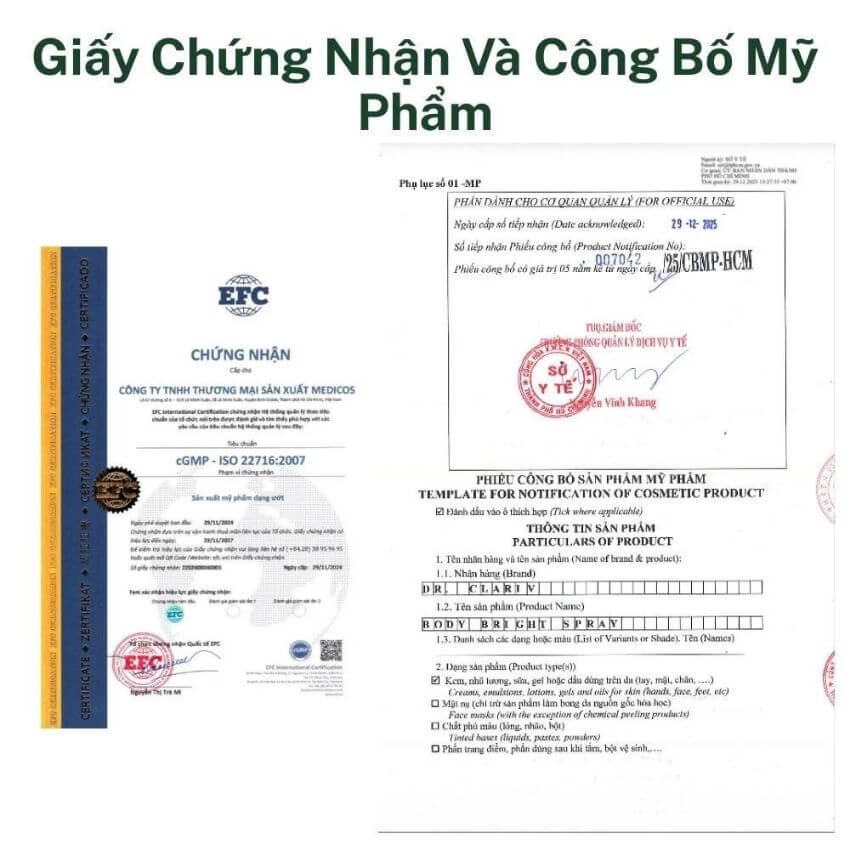 giấy công bố mỹ phẩm trị mụn lưng dr clariv giấy công bố mỹ phẩm trị mụn lưng dr clariv