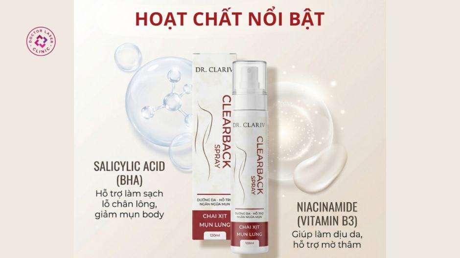 salicylic acid niacinamide trị mụn lưng