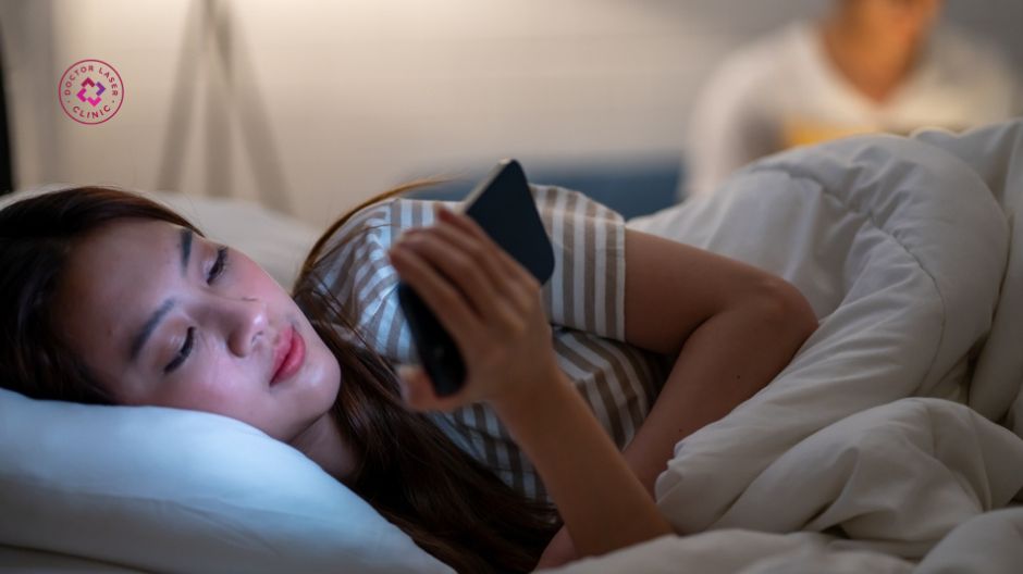 thức khuya ảnh hưởng phục hồi da sau laser