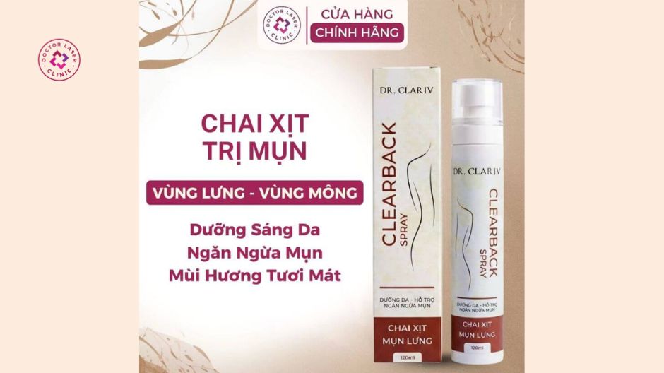 xịt mụn lưng dr clariv hỗ trợ điều trị