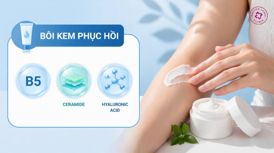 bôi kem phục hồi sau khi xoá xăm laser