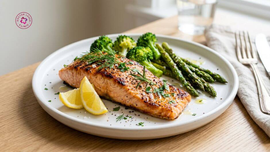 cá hồi giàu omega 3 tốt cho da mụn trứng cá