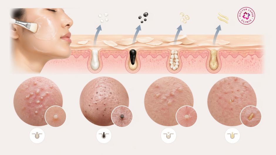 các loại mụn có thể đẩy khi peel da 