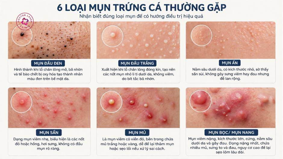 các loại mụn trứng cá thường gặp