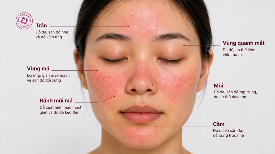 các vị trí mụn trứng cá trên mặt