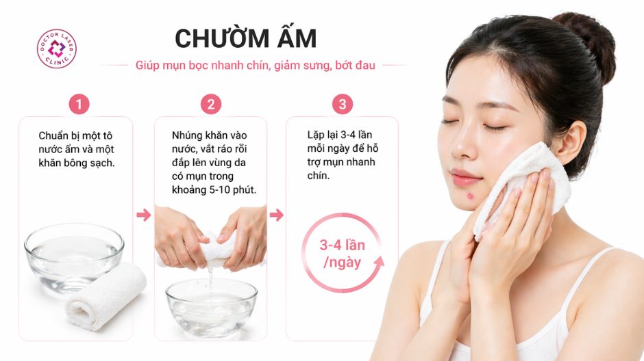 cách chườm ấm mụn bọc nhanh chín