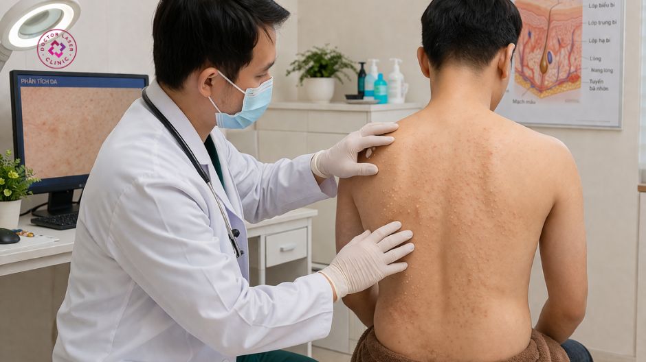 chẩn đoán tình trạng mụn ẩn ở lưng
