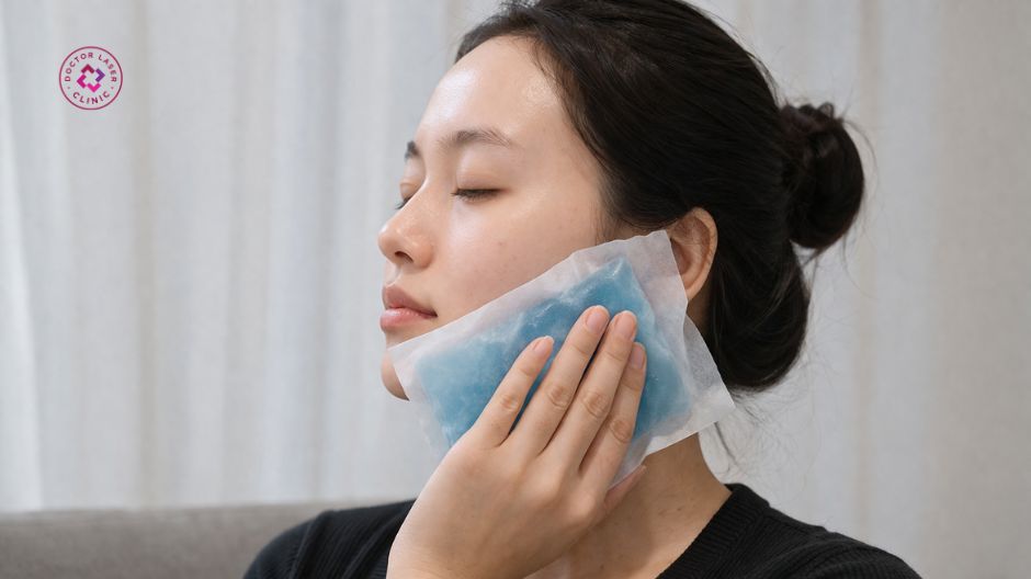 chườm lạnh vùng hàm sau tiêm botox
