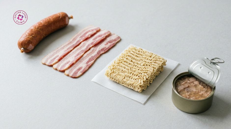 đồ ăn chế biến sẵn và đóng hộp gây mụn trứng cá