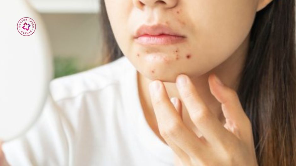 hạn chế chạm tay lên cằm khi bị mụn bọc