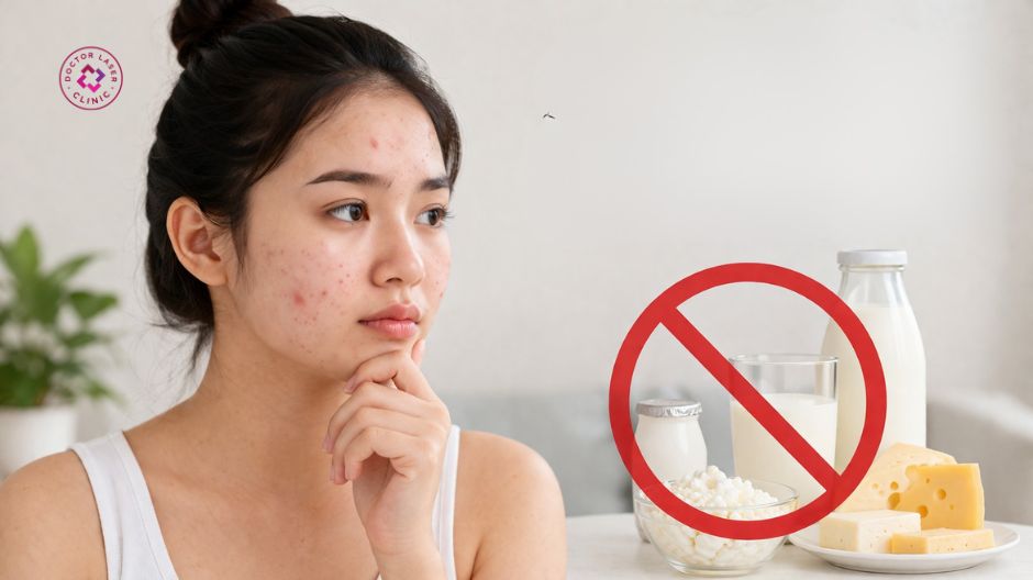 hạn chế sữa khi bị mụn trứng cá