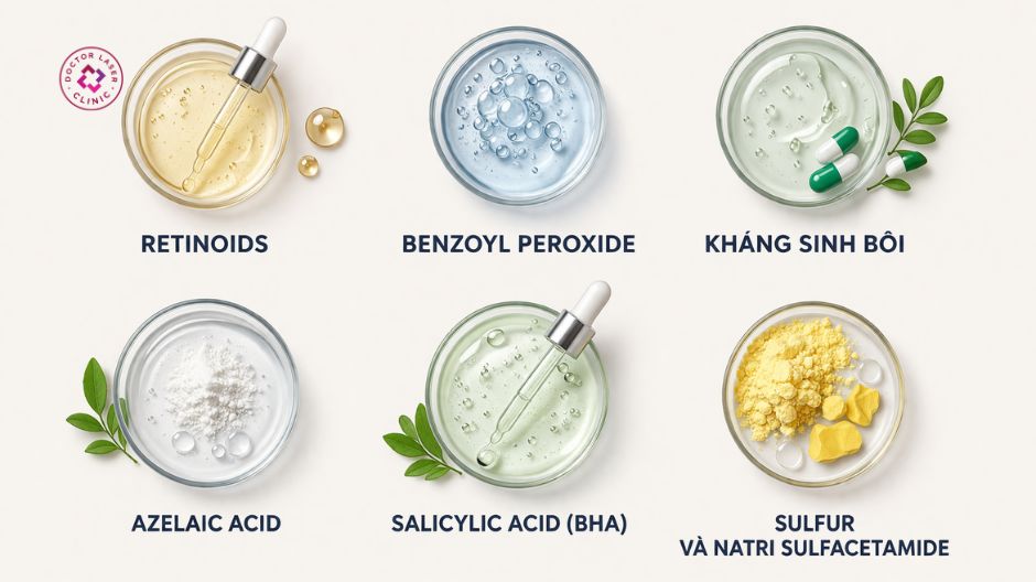 hoạt chất trị mụn trứng cá thuốc bôi đặc trị