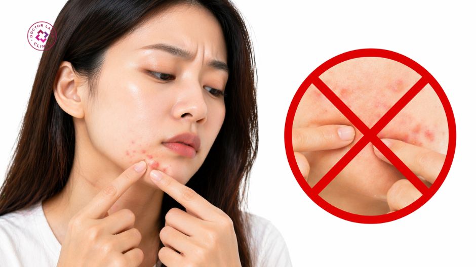 không nên nặn mụn trứng cá ở cằm