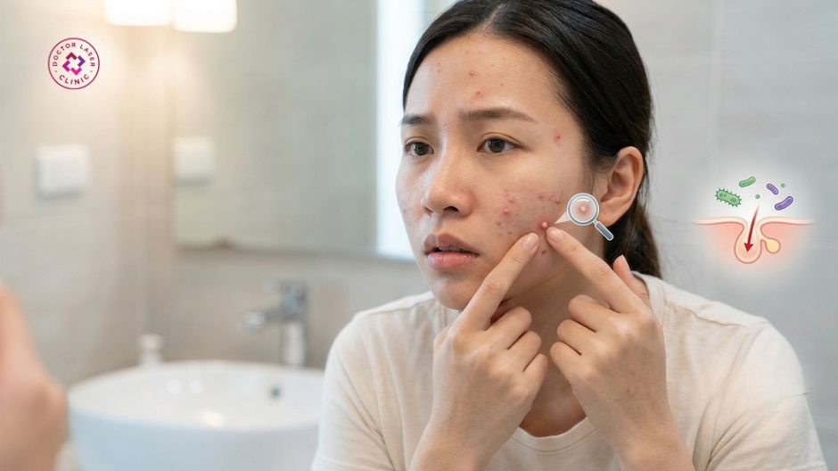 không nên tự ý nặn mụn trứng cá tại nhà