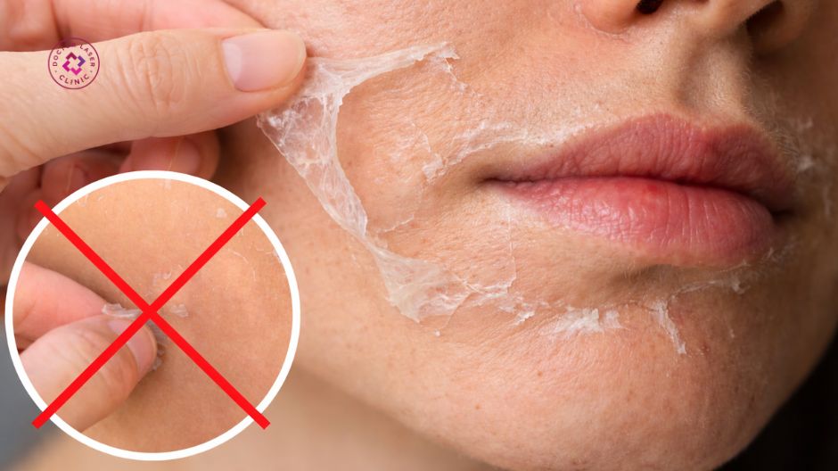 không tự ý bóc da bong tróc sau peel da