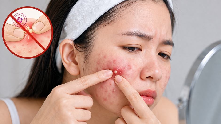 không tự ý nặn mụn tại nhà 