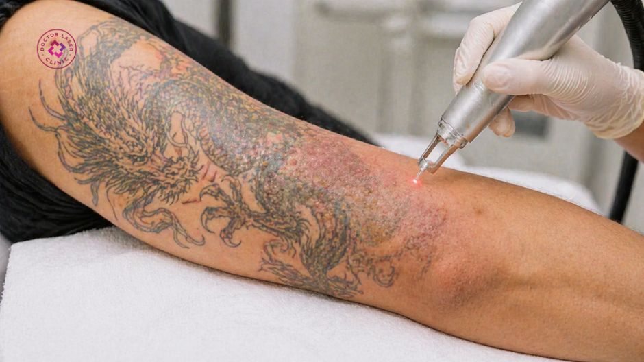 kỹ thuật xoá xăm không đúng gây phồng rộp da
