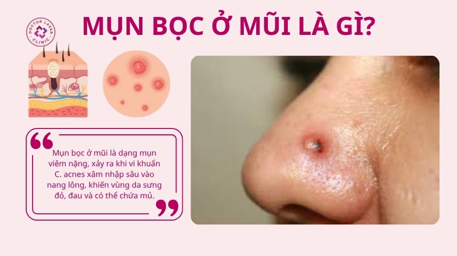 mụn bọc ở mũi sưng đau