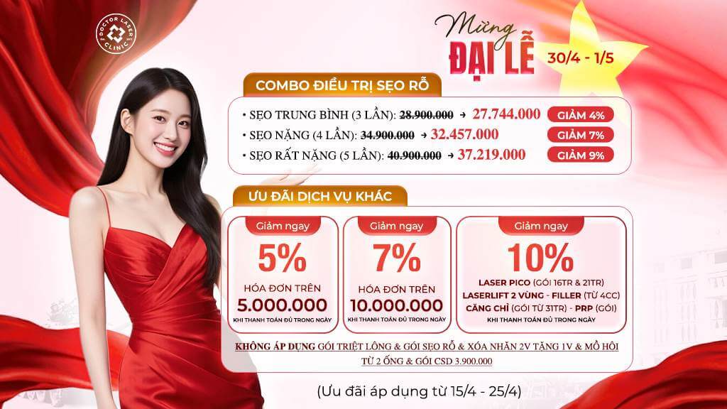 mừng đại lễ 30/04-01/05 nhận ưu đãi hấp dẫn tại doctor laser