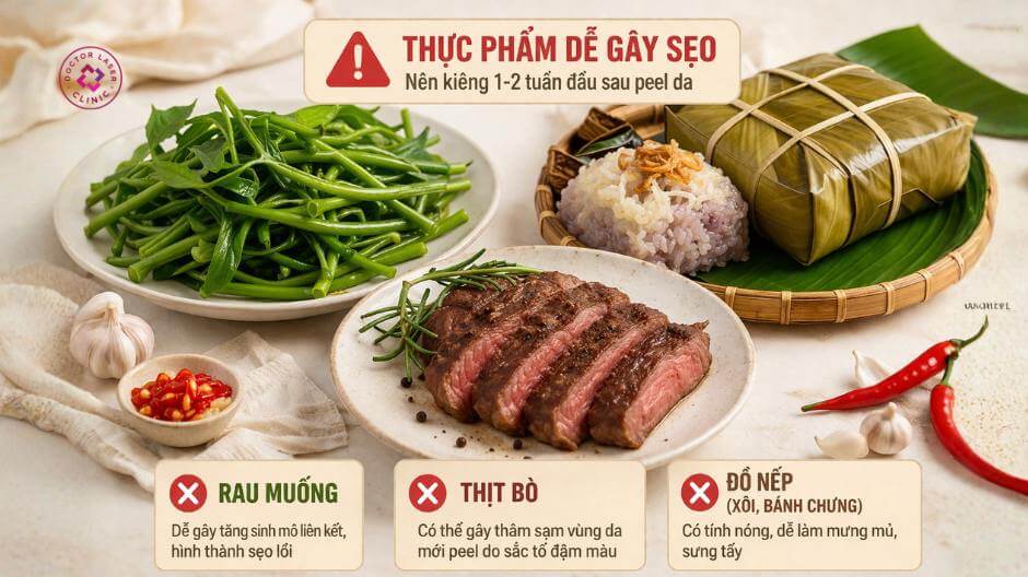 nhóm thực phẩm dễ gây sẹo sau peel da