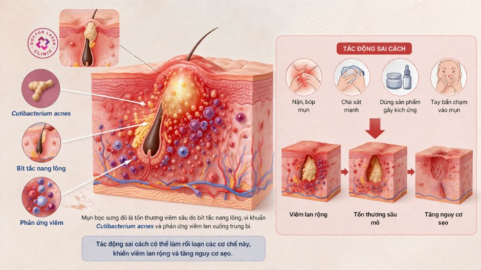những sai lầm cần tránh khi có mụn sưng đỏ