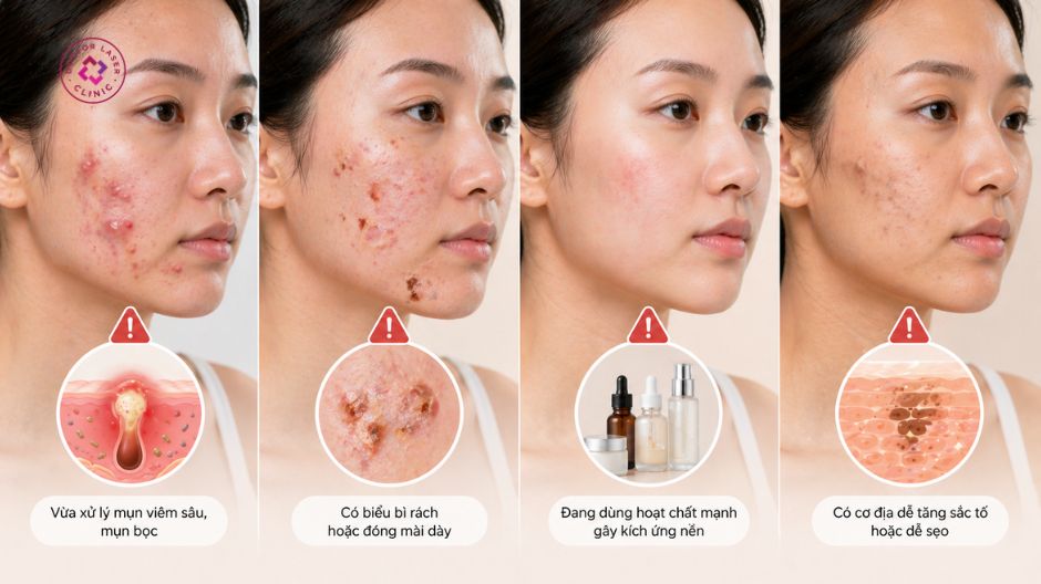 peel da chống chỉ định cần thận trọng