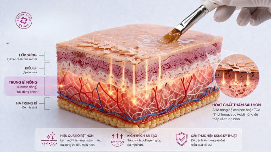 peel trung bình trị thâm sạm