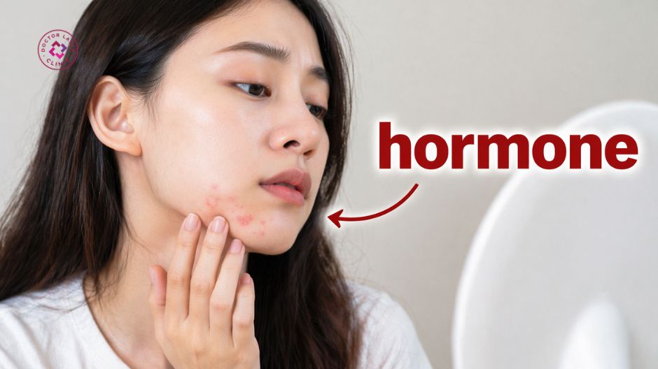 rối loạn nội tiết tố gây mụn trứng cá ở cằm